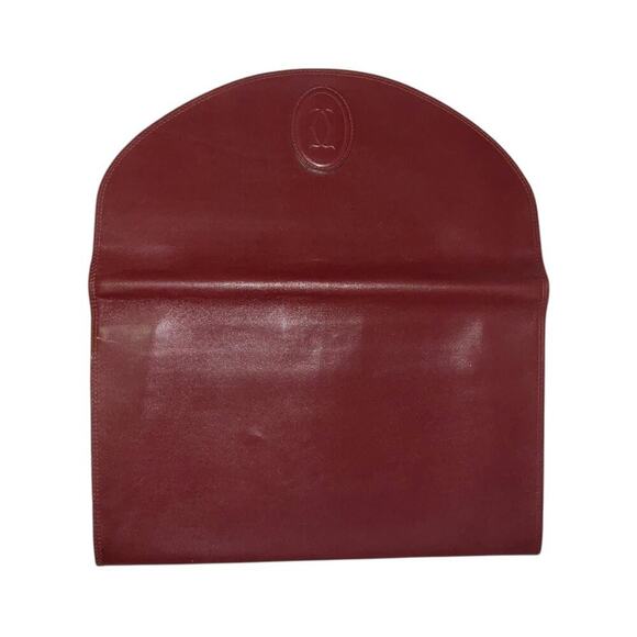 Cartier Vintage Bordeaux Red Leather Clutch Bag W/ Card & Dust bag - Picture 5 of 13